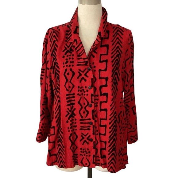 Tianello Tops - Tianello South Of Africa Tencel Mud Print Aida Blouse Tunic Top Women’s Large Re